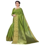 Women's Cotton Blend Sarees (Mehendi Green , 5-6Mtrs)