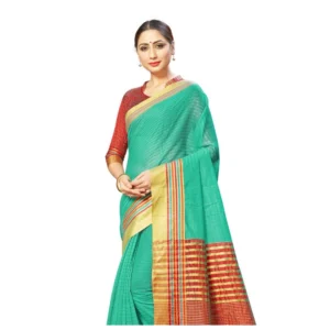 Women's Cotton Silk Sarees (Sea Green , 5-6Mtrs)
