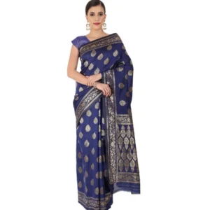 Women's Banarasi Jacquard Sarees (Navy Blue , 5-6Mtrs)