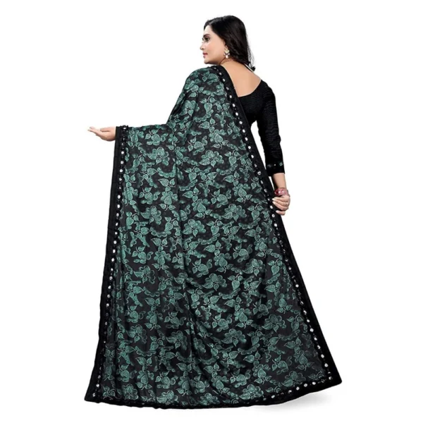 Women's Lycra Blend Sarees (Rama Blue , 5-6Mtrs)