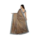 Women's Lycra Blend Sarees (Greay And Brown , 5-6Mtrs)