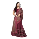 Women's Lycra Blend Sarees (Red , 5-6Mtrs)