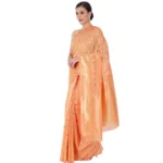 Women's Cotton Sarees (Orange , 5-6Mtrs)