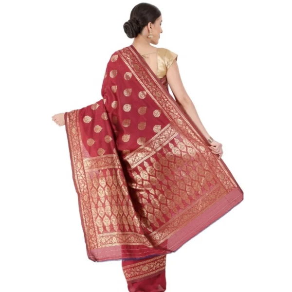Women's Banarasi Jacquard Sarees (Maroon , 5-6Mtrs)