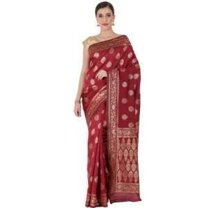Women's Banarasi Jacquard Sarees (Maroon , 5-6Mtrs)