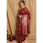 Women's Banarasi Jacquard Sarees (Maroon , 5-6Mtrs)