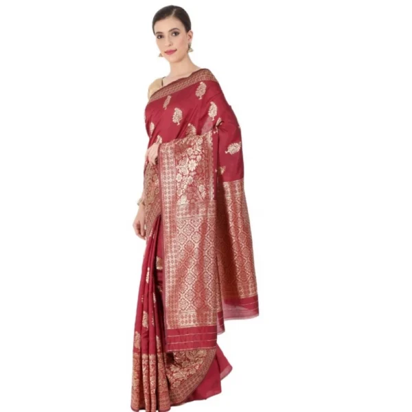 Women's Banarasi Jacquard Sarees (Maroon , 5-6Mtrs)