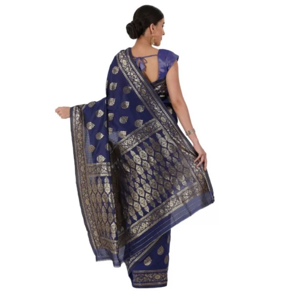 Women's Banarasi Jacquard Sarees (Navy Blue , 5-6Mtrs)