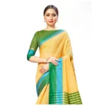 Women's Cotton Silk Sarees (Yellow , 5-6Mtrs)