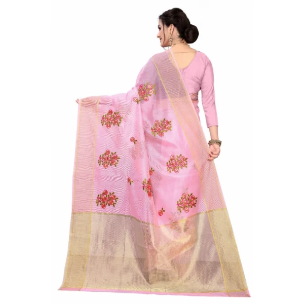 Women's Supar Net Sarees (Light Pink , 5-6Mtrs)