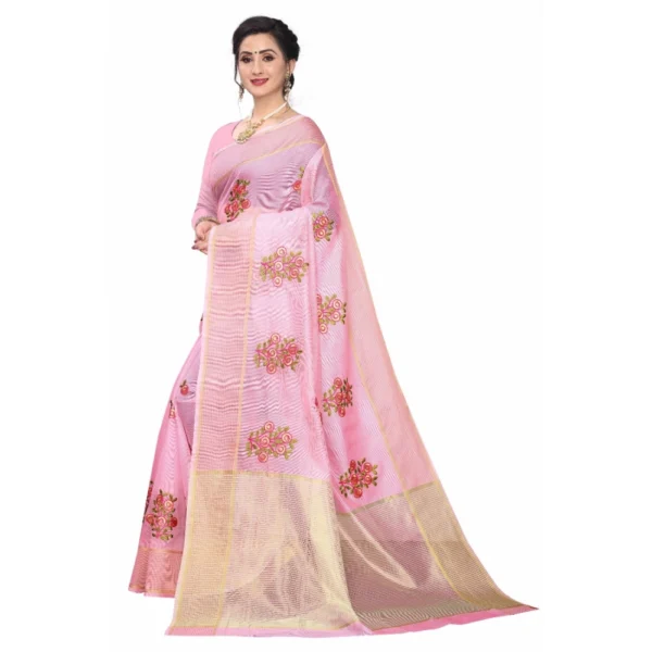 Women's Supar Net Sarees (Light Pink , 5-6Mtrs)