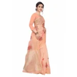 Women's Supar Net Sarees (Peach , 5-6Mtrs)