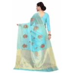 Women's Supar Net Sarees (Light Blue , 5-6Mtrs)