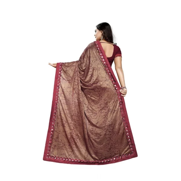 Women's Lycra Blend Sarees (Red , 5-6Mtrs)