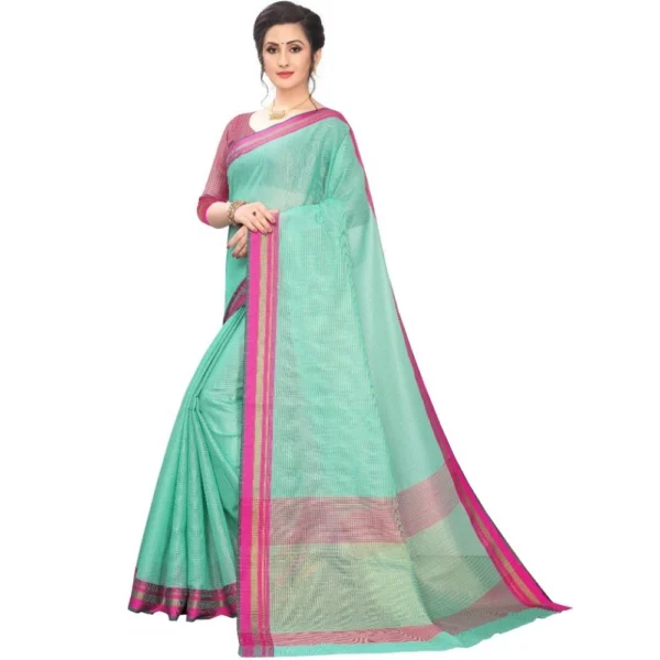 Women's Cotton Silk Sarees (Rama Green , 5-6Mtrs)