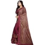 Women's Lycra Blend Sarees (Red , 5-6Mtrs)