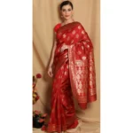Women's Banarasi Jacquard Sarees (Red , 5-6Mtrs)