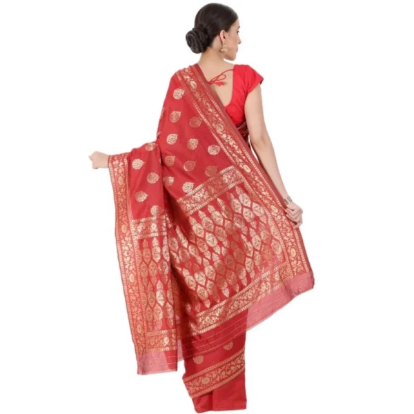 Women's Banarasi Jacquard Sarees (Red , 5-6Mtrs)