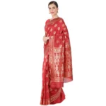 Women's Banarasi Jacquard Sarees (Red , 5-6Mtrs)