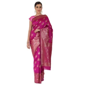 Women's Banarasi Jacquard Sarees (Pink , 5-6Mtrs)