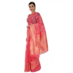 Women's Cotton Sarees (Tomato Red , 5-6Mtrs)