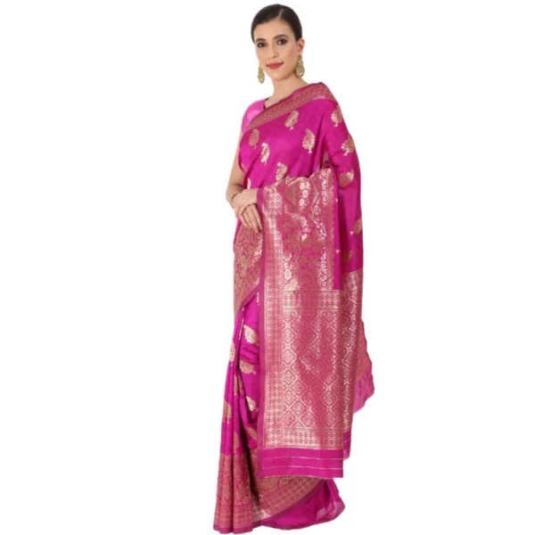 Women's Banarasi Jacquard Sarees (Pink , 5-6Mtrs)