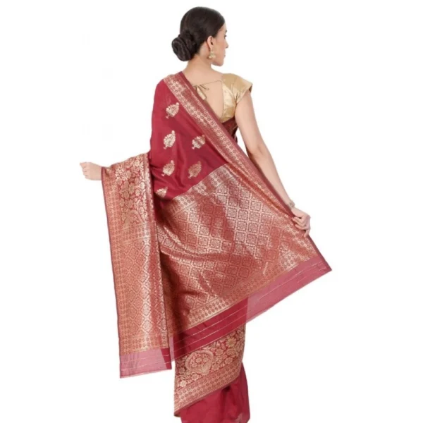 Women's Banarasi Jacquard Sarees (Maroon , 5-6Mtrs)