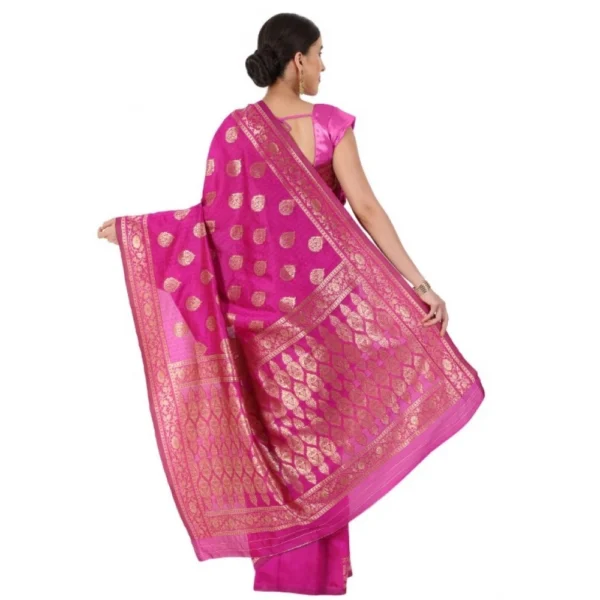 Women's Banarasi Jacquard Sarees (Pink , 5-6Mtrs)