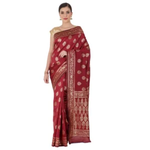 Women's Banarasi Jacquard Sarees (Maroon , 5-6Mtrs)