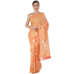 Women's Banarasi Jacquard Sarees (Light Orange , 5-6Mtrs)