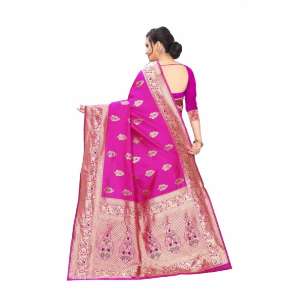 Women's Jacquard Sarees (Pink , 5-6Mtrs)