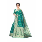 Women's Jacquard Sarees (Rama , 5-6Mtrs)