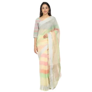 Women's Cotton Blend Sarees (Baige , 5-6Mtrs)