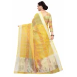 Women's Cotton Blend Sarees (Yellow , 5-6Mtrs)