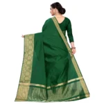 Women's Cotton Blend Sarees (Dark Green , 5-6Mtrs)