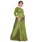 Women's Cotton Blend Sarees (Mehendi Green , 5-6Mtrs)