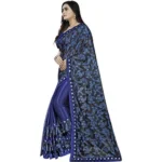 Women's Lycra Blend Sarees (Blue , 5-6Mtrs)