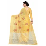 Women's Supar Net Sarees (Light Yellow , 5-6Mtrs)