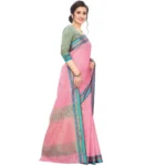 Women's Cotton Silk Sarees (Pink , 5-6Mtrs)