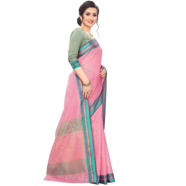Women's Cotton Silk Sarees (Pink , 5-6Mtrs)
