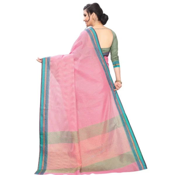 Women's Cotton Silk Sarees (Pink , 5-6Mtrs)