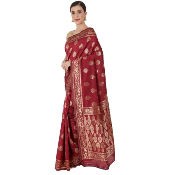 Women's Banarasi Jacquard Sarees (Maroon , 5-6Mtrs)