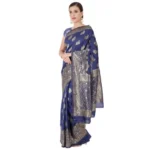 Women's Banarasi Jacquard Sarees (Navy Blue , 5-6Mtrs)