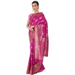 Women's Banarasi Jacquard Sarees (Pink , 5-6Mtrs)