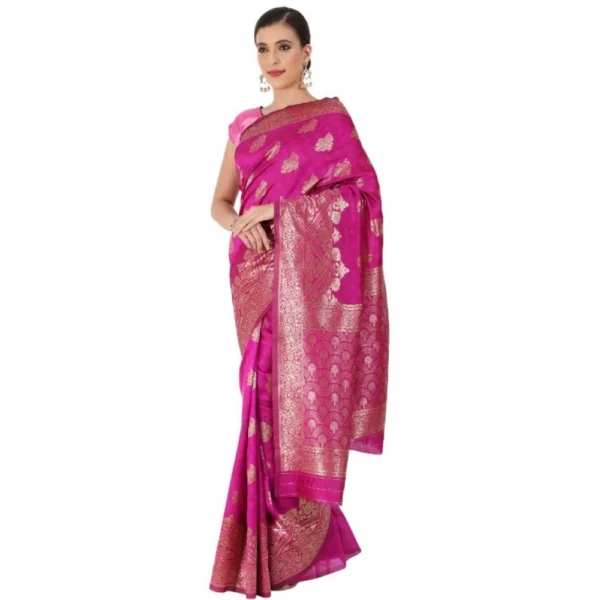 Women's Banarasi Jacquard Sarees (Pink , 5-6Mtrs)