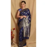 Women's Banarasi Jacquard Sarees (Navy Blue , 5-6Mtrs)