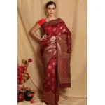 Women's Banarasi Jacquard Sarees (Maroon , 5-6Mtrs)