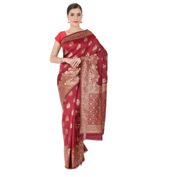 Women's Banarasi Jacquard Sarees (Maroon , 5-6Mtrs)