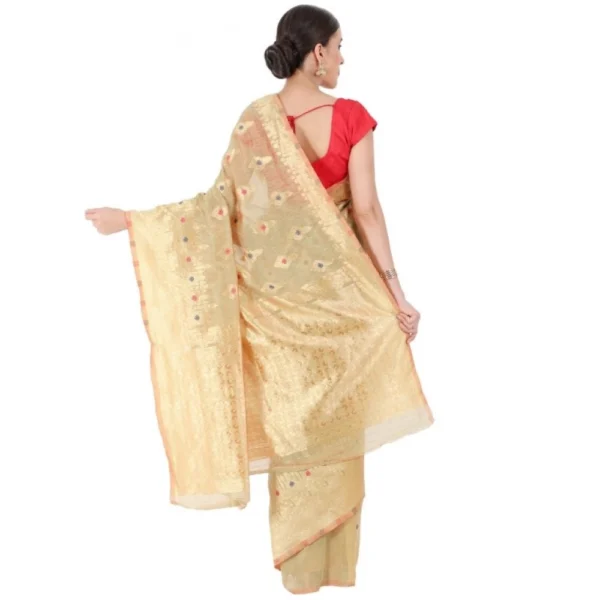 Women's Cotton Sarees (Baige , 5-6Mtrs)