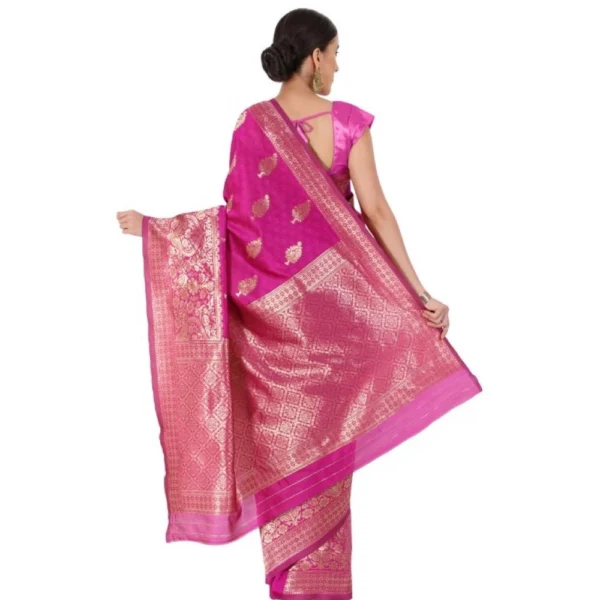 Women's Banarasi Jacquard Sarees (Pink , 5-6Mtrs)